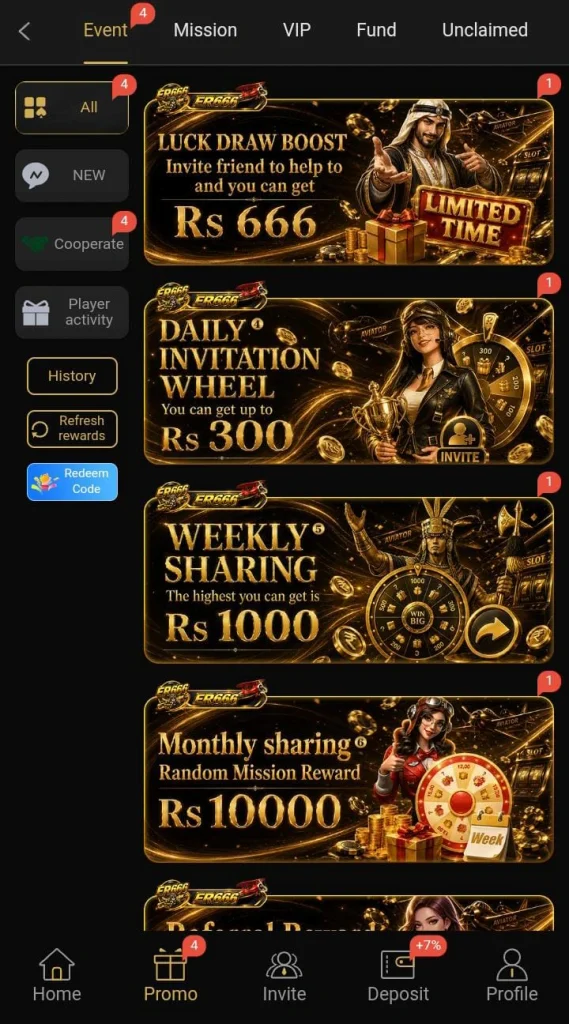 ER666 Game bonus and promotional offers section